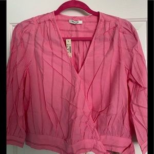 NWT Madewell shirt pink stripe cotton tie top